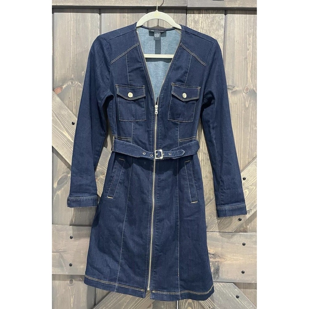 INC International Concepts Stretched Denim Full Zip Belt Rodeo Hipster Size 2